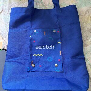 New Swatch AG Switzerland Polyester Blue Shopping Bag 15" x 13" x 3"